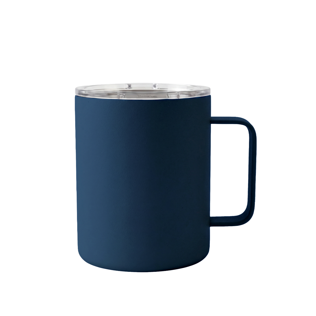 Image of Mug de acero inoxidable con asa ergonómica y tapa magnética de cierre rápido. Pensado para acompañar al usuario durante la jornada laboral: el imán permite tapar y destapar con una sola mano, sin perder la tapa ni interrumpir la lectura/llamada/escritura/reunión.